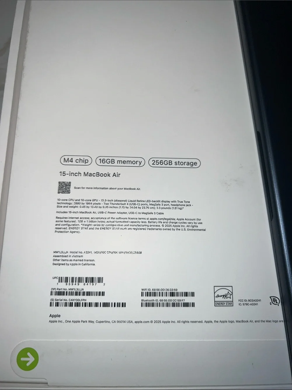 Apple MacBook Air - 15 “ midnight color